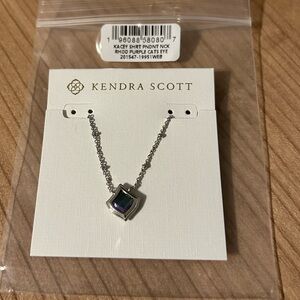Kendra Scott Kacey Silver Short Pendant Necklace in Purple Cat's Eye NWT